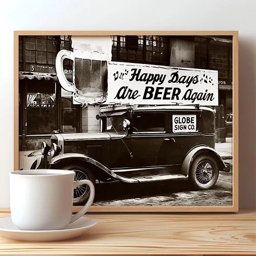 Vista 5 de Happy Days are Beer Again: 11x14 Framed Poster - Vintage 1920s Retro Photos for Speakeasy & Bootleggers - Prohibition Era Bar Black & White Photo