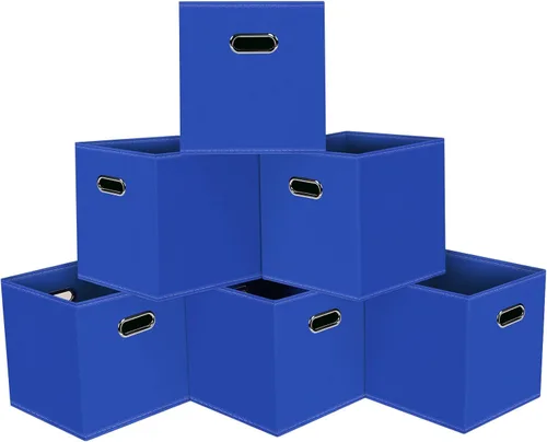 Vista 8 de Cubos de almacenamiento plegables negros, caja de almacenamiento de tela, cestas organizadoras con asas dobles para organizador del hogar (negro)
