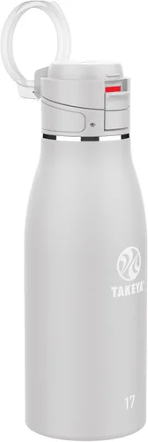 Vista 8 de Takeya Traveler - Taza de café de viaje de acero inoxidable con tapa abatible (17 onzas, rubor), taza aislada a prueba de fugas para café y té