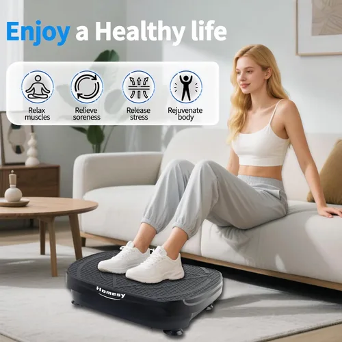 Vista 12 de Homesy Vibration Plate Exercise Machine, Vibrating Plate for Lymphatic Drainage, Full Body Shake Platform Board for Home Fitness and Fat Burning