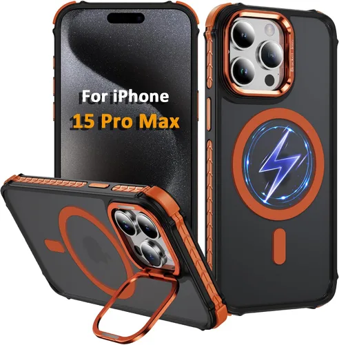 Vista 46 de Funda KETGII para iPhone 13, para iPhone 14, compatible con MagSafe, carga inalámbrica, resistente, a prueba de golpes, pata ajustable, delgada