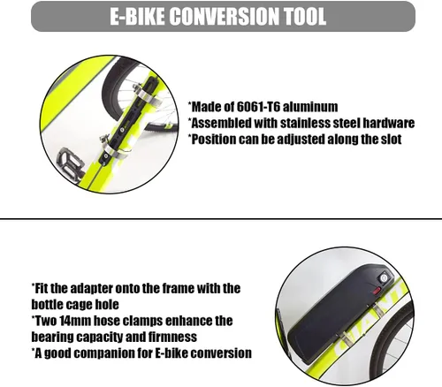 Vista 4 de DRIFT MANIAC Kit de conversión Ebike para adaptador de batería, montaje en bastidor, aluminio negro