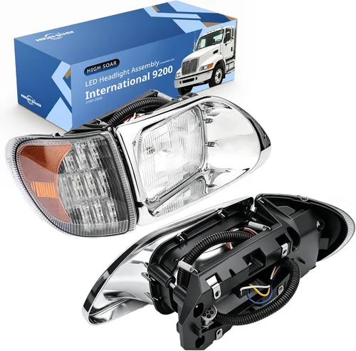 Vista 9 de High Soar Conjunto de faros LED para International 5900 9200 9400, faros delanteros de luz alta y baja, proyector de señal de giro de repuesto