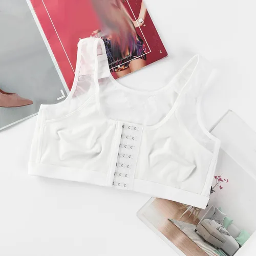 Vista 6 de Sujetadores deportivos para mujer, sin varillas, con cierre frontal, sin costuras, para mujer, ropa interior sin costuras