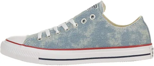 Vista 2 de Converse Chuck Taylor All Star OX - Tenis unisex de mezclilla y blanco, talla 8.5 de hombre10.5 de mujer, Blanco