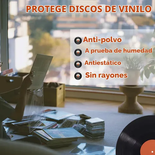 Vista 4 de 20 fundas exteriores transparentes de 12 pulgadas para discos de vinilo individuales y dobles 3.2Mil thick, acid-free, Protects LP covers from