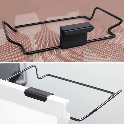 Vista 5 de Soporte Grande de Acero Inoxidable para Bolsas de Basura para Puertas y Armarios de Cocina, Negro