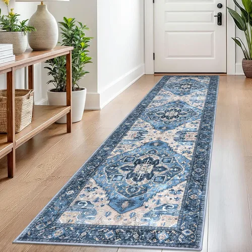 Vista 111 de SIILOOM Alfombra lavable de 2 x 3 pies, alfombra suave color taupe ceniza para entrada, tapete antideslizante para puerta de interior, tapete