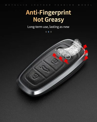 Vista 7 de SANRILY Funda de llave para Audi 2020 2021 de cuero de metal, Negro