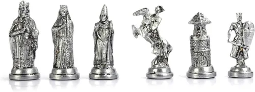Vista 5 de Juegos de ajedrez de metal para adultos otomanos vs imperio bizantino figuras antiguas de cobre, piezas hechas a mano y tablero de ajedrez de madera