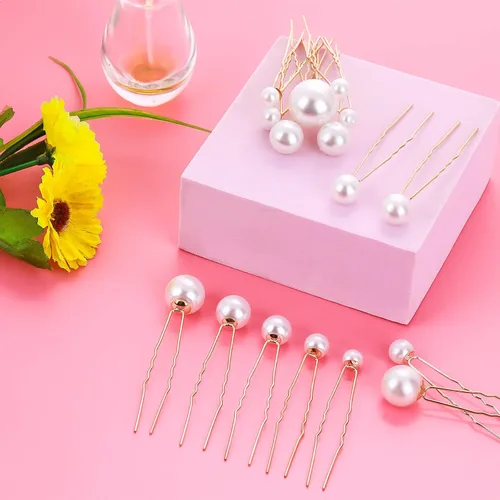 Vista 3 de Lusofie 36 horquillas para el pelo con perlas para mujeres y niñas, peinados de novia y boda, alfileres de perlas (6 tamaños)