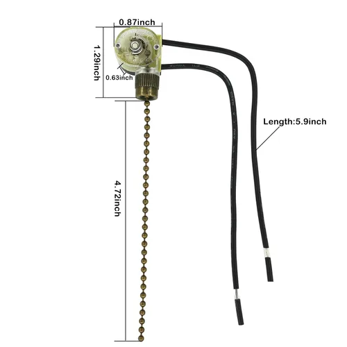 Vista 5 de Zing Ear ZE-109 - Juego de 2 interruptores de cadena para ventilador de techo, lámparas de pared, luz de gabinete (bronce)