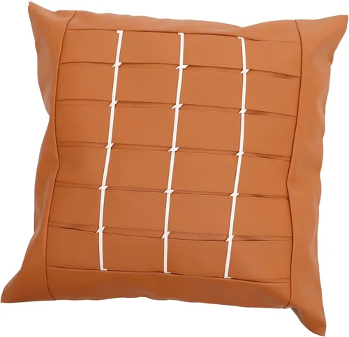 Vista 3 de Funda de almohada de cuerda de cuero, funda de almohada de piel sintética, almohadas decorativas para coche, fundas de almohada de granja, cojines