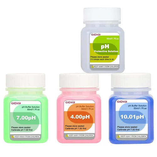 Vista 7 de pH Buffer Calibration Solution 4.00/6.86/9.18 pH Calibration Kit with Cleaning Solution Small Portable Packaging Pre-Mixed Standard Liquid for pH