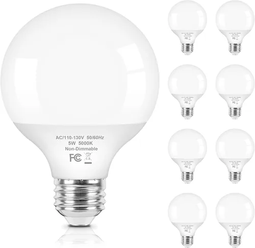 Vista 12 de Brightever Bombillas LED G25 equivalentes a 60 W, bombillas LED de globo blanco cálido de 2700 K con base E26 para baño, bombilla redonda de 5 W