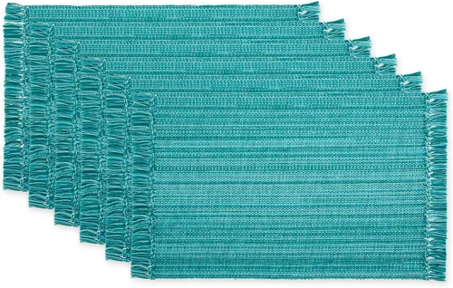 Vista 28 de DII - Colección de mesa jaspeado, juego de manteles individuales, 3x19 pulgadas, albaricoque, 6 piezas
