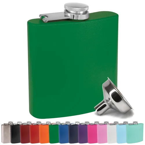 Vista 17 de Petaca de Acero Inoxidable de 6 oz con Embudo de Petaca para Hombres y Mujeres - Juegos de Regalo de Petaca con Recubrimiento en Polvo, Padrinos