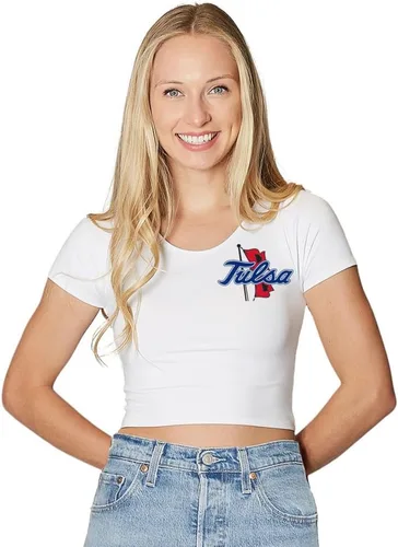Vista 95 de Lojobands Camiseta corta ajustada para mujer, hecha en Estados Unidos, talla única