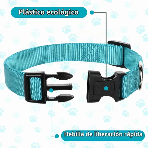 Vista 3 de 9 piezas de collar ajustable para perro, collar de nailon suave para mascotas con hebilla de liberación rápida a granel para perros, caminar