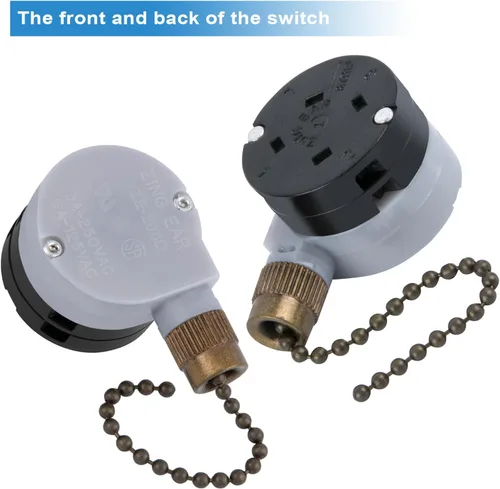 Vista 3 de Interruptor de ventilador de techo Zing Ear ZE-208D Control de 3 velocidades 5-8 cables Interruptor de cadena de tracción Accesorios Accesorios