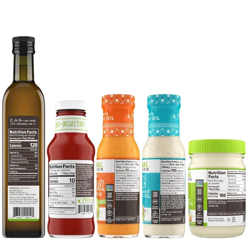 Vista 2 de Primal Kitchen Kit de inicio de condimentos de aceite de aguacate Ketchup sin azúcar Sin salsa de búfalo lácteo Sin aderezo de rancho lácteo