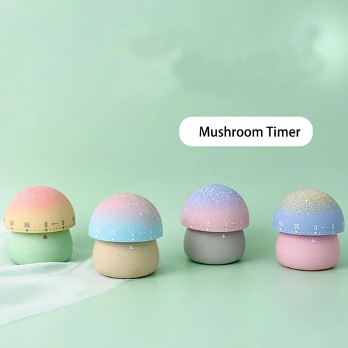 Vista 2 de Temporizador de cocina mecánico de 60 minutos para niños, lindo temporizador de cocción de hongos (beige)