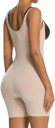 Vista 2 de SHAPERX Women's Shapewear Bodysuit Open Bust Tummy Control Body Shaper with Adjustable Straps Comfortable Mid-Thigh Shorts Beige