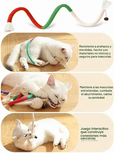 Vista 3 de Juego de túnel en S y cuerda masticable plegable y duradera, juguete interactivo para gatitos de interior para juego activo