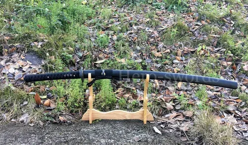Vista 2 de Espada de espiga completa hecha a mano de 41 pulgadas, katana japonesa de espiga completa forjada a mano, espada samurái de combate real, espada