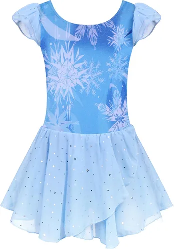 Vista 27 de Arshiner - Vestido de baile de ballet con mangas con volantes, leotardo de tutú con ruedo para niñas Lila