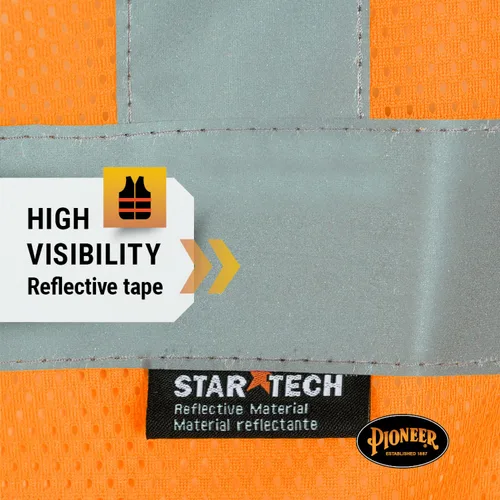 Vista 4 de Pioneer Hi Vis - Chaleco de seguridad de malla para hombres y mujeres, cinta reflectante, clase 2, tráfico, seguridad pública, seguridad