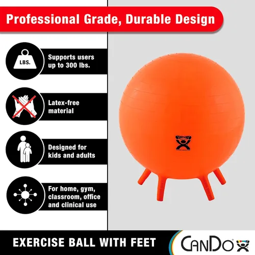 Vista 4 de Pelota de ejercicios CanDo inflable con pies de estabilización, 1