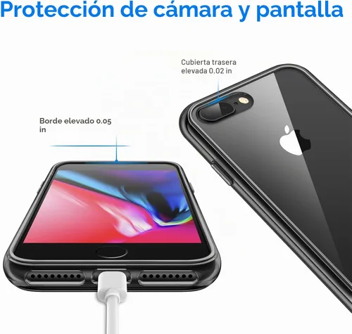 Vista 5 de JETech funda para iPhone 7 Plus de alto impacto, a prueba de rayaduras, parte posterior transparente para iPhone 7 Plus, 5.5 pulgadas, Negro