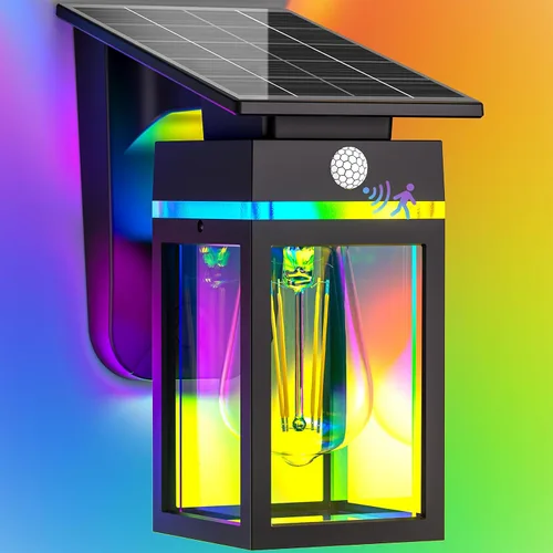Vista 9 de Luces Solares de Porch al Aire Libre, del Anochecer al Amanecer y Luz de Pared con Sensor de Movimiento con Forma de Linterna, 3 Modos IP65
