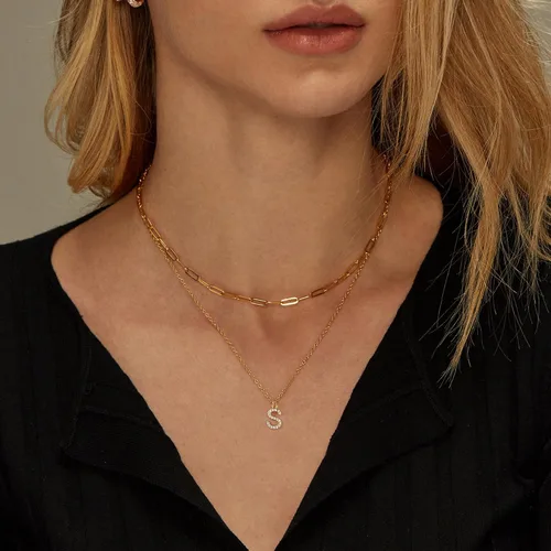 Vista 3 de Yoosteel Regalos para el día de San Valentín para niñas y ella, collares con iniciales de oro para mujer, chapado en oro, collar con dije de letra
