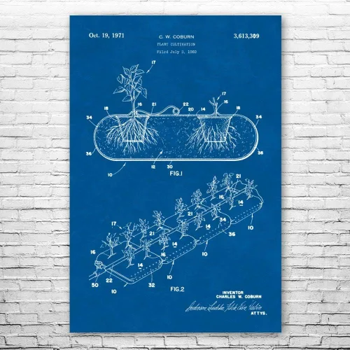 Vista 5 de Patente Tierra hidropónico plantador impresión de póster de invernadero, jardín regalo, cultivar arte de casa, regalo para cultivar, arte