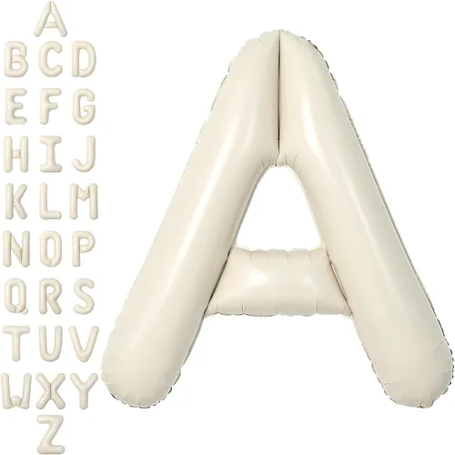 Vista 54 de SUWEN Globos de helio grandes de 102 cm (40 pulgadas) con letra S en color crema. Globos grandes de papel de aluminio con letra en helio, de A a Z.