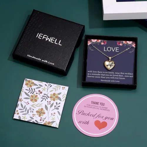 Vista 7 de IEFWELL - Collares con medallón de letra inicial para fotos, chapado en oro de 14 quilates, para mujeres y niñas