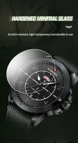 Vista 5 de NAVIFORCE Reloj deportivo para hombre con correa de nylon reloj de cuarzo dorado resistente al agua con fecha grande - perfecto para actividades al