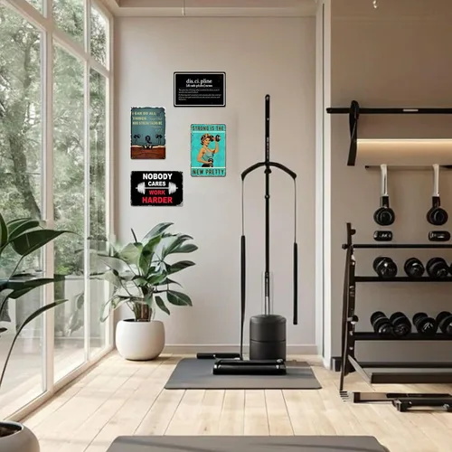 Vista 7 de Póster de disciplina para gimnasio, carteles de entrenamiento para gimnasio en casa, decoración de pared de metal, divertidos carteles de lata