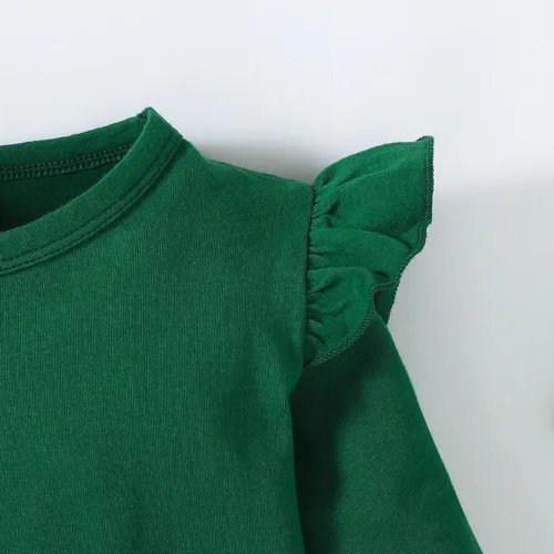 Vista 3 de LYSMuch 1-7T - Blusa de manga larga con volantes para bebé y niña, color liso