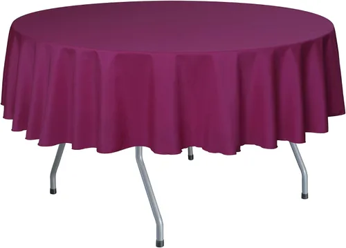 Vista 43 de Ultimate Textile Mantel redondo de lino de poliéster de 60 pulgadas, se adapta a mesas de menos de 60 pulgadas de diámetro, naranja neón