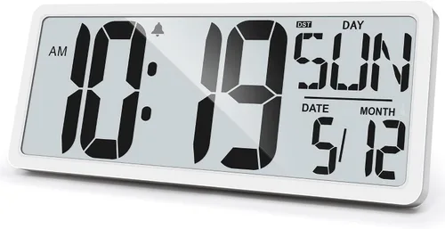 Vista 10 de TXL Reloj de pared digital grande de 14.2 pulgadas, funciona con pilas, reloj digital con pantalla grande con día, fecha y temperatura, reloj