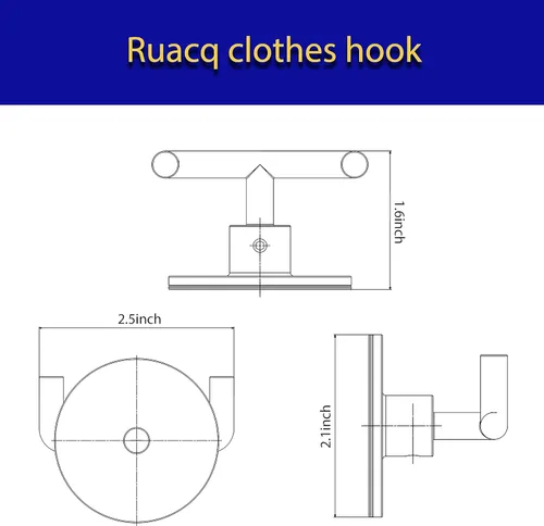 Vista 6 de Ruacq Gancho doble adhesivo para toallas, base redonda cromada, bata de baño, soporte para toallas de mano, acero inoxidable y aleación de zinc