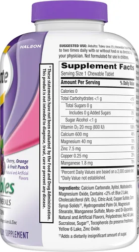 Vista 12 de Caltrate Gomitas masticables 600 +D3 Plus Minerales Calcio y Vitamina D, sin azúcar, sabor a cereza, naranja y ponche de frutas, 155 unidades Sin