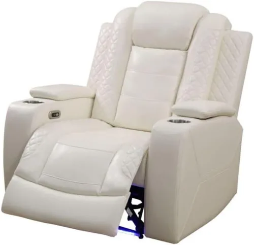 Vista 30 de Silla reclinable eléctrica, sofá biplaza, sofá para sala de estar, cómodo asiento de cuero transpirable para cine en casa con puertos de carga USB