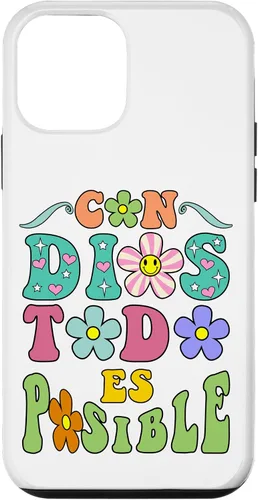 Vista 12 de Funda para iPhone 15 Con Dios Todo es Posible Camisa Cristiana Española para Mujer