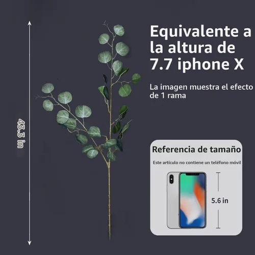 Vista 3 de Melorca&Guilla Plantas Artificiales, 3PCS 43.3" Eucalipto Verde Grande Falso Ramas Artificiales para Jarrón, Tallos de Vegetación Artificial