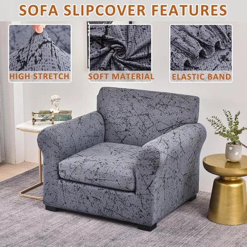 Vista 2 de HAOYONG Funda para sillón, 2 piezas, fundas de elastano de alta elasticidad, funda para sillón de 1 plaza, funda antideslizante y lavable para sala
