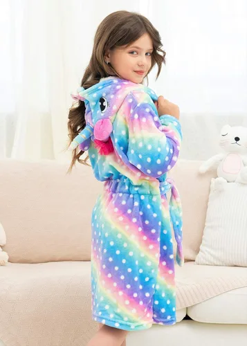 Vista 4 de Doctor Unicorn Ropa de dormir con capucha de unicornio suave con puntos - Regalos de unicornio para niñas